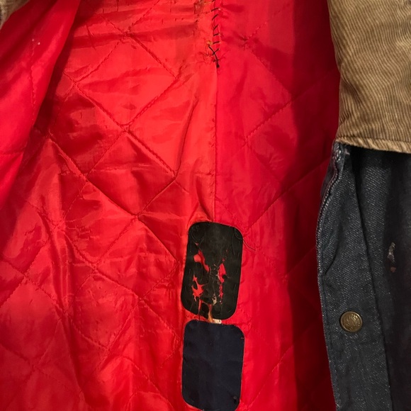 Vintage Key Imperial Chore Jacket Denim Corduroy Collar Red Lining - Picture 3 of 7